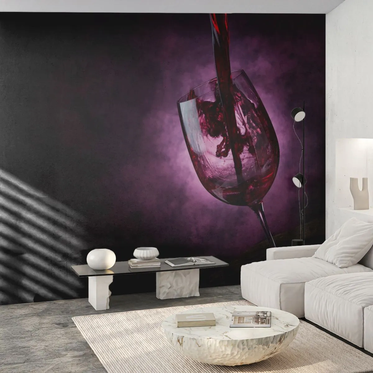Papier Peint Photo Premium Canvas - Écarlate? Carmin? Non, rubis. - Verre, Vin rouge, Morceau - 250x175 cm