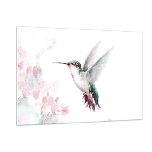 Impression sur verre - Image sur verre - Colibri coloré à l'aquarelle délicate - 120x80cm - Immortalisé dans un battement - Décoration murale moderne pour le salon et la chambre ARTTOR