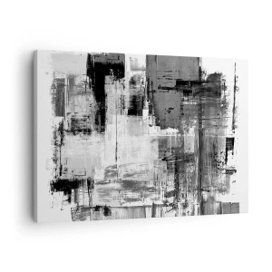 Impression sur toile - Image sur toile - Composition abstraite en noir, blanc et gris - 70x50cm - Le gris est beau - Décoration murale moderne pour le salon et la chambre ARTTOR