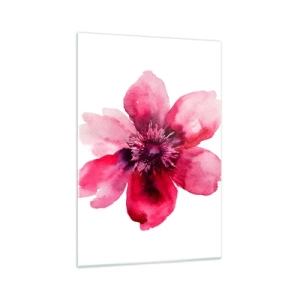 Impression sur verre - Image sur verre - Fleur rose dans un style aquarelle sur fond blanc - 70x100cm - Un baiser parfumé au carmin - Décoration murale moderne pour le salon et la chambre ARTTOR