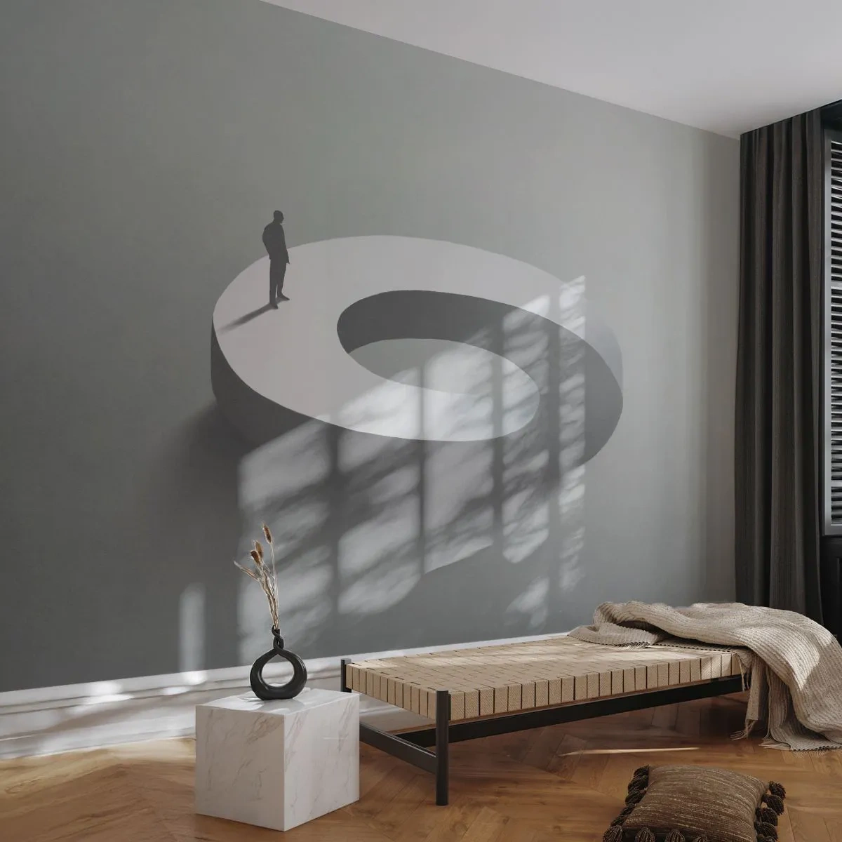 Papier Peint Photo Premium Canvas - Et sois intelligent ici - Homme, 3D, Homme d'affaire - 250x175 cm