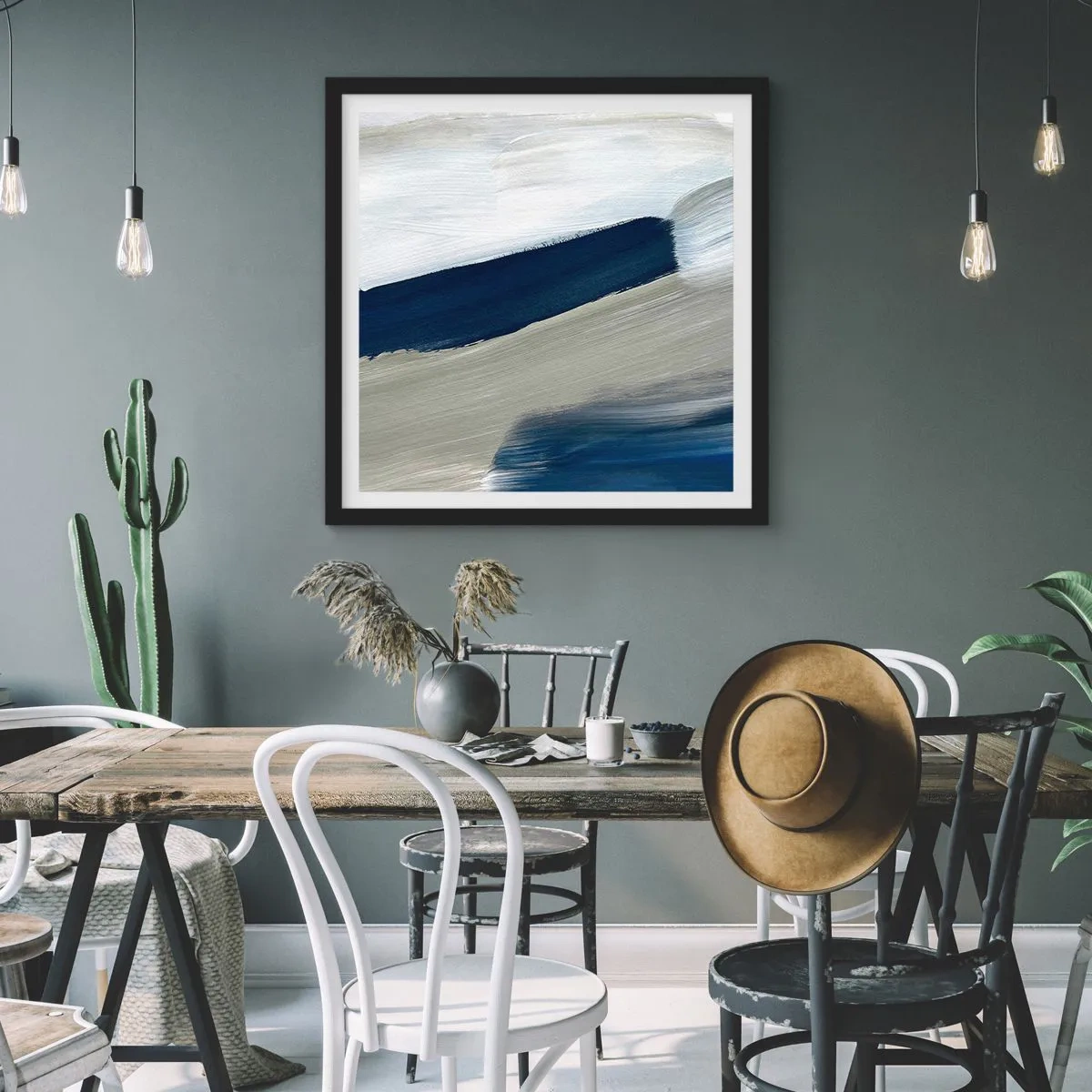 Affiche dans un cadre noir - Poster - Rencontre avec la blancheur - 40x40 cm