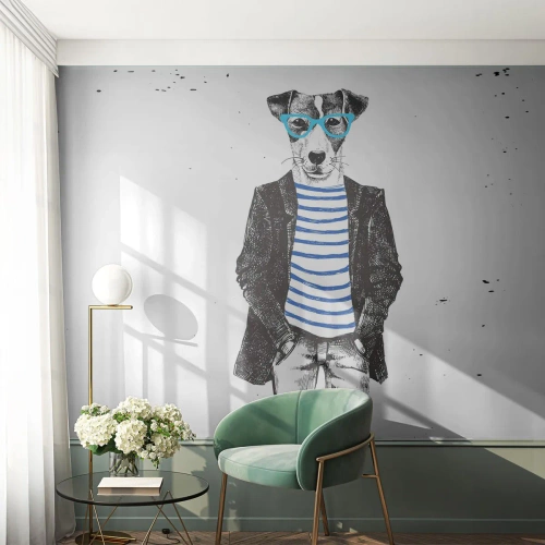 Papier Peint Autocollant Deluxe Sticker - Un charme de chien - Abstraction, Homme, Chien - 350x256 cm