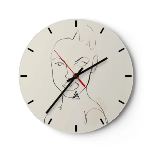 Horloge murale - Pendule murale - Un portrait minimaliste du visage d'une femme - 30x30cm - Esquisse de la sensualité - Décoration murale moderne pour le salon, la cuisine et la chambre ARTTOR