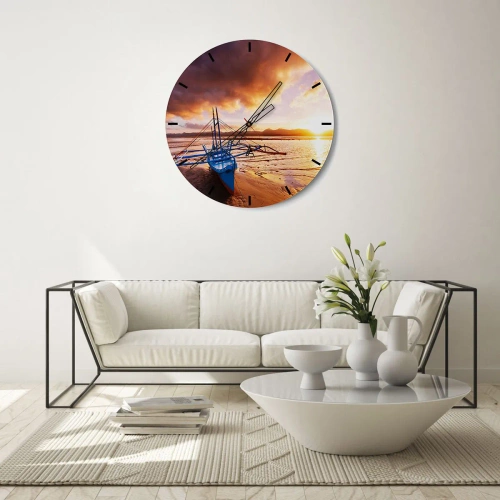 Horloge murale - Pendule murale - Allongez-vous dans le sable après une longue journée - 40x40 cm