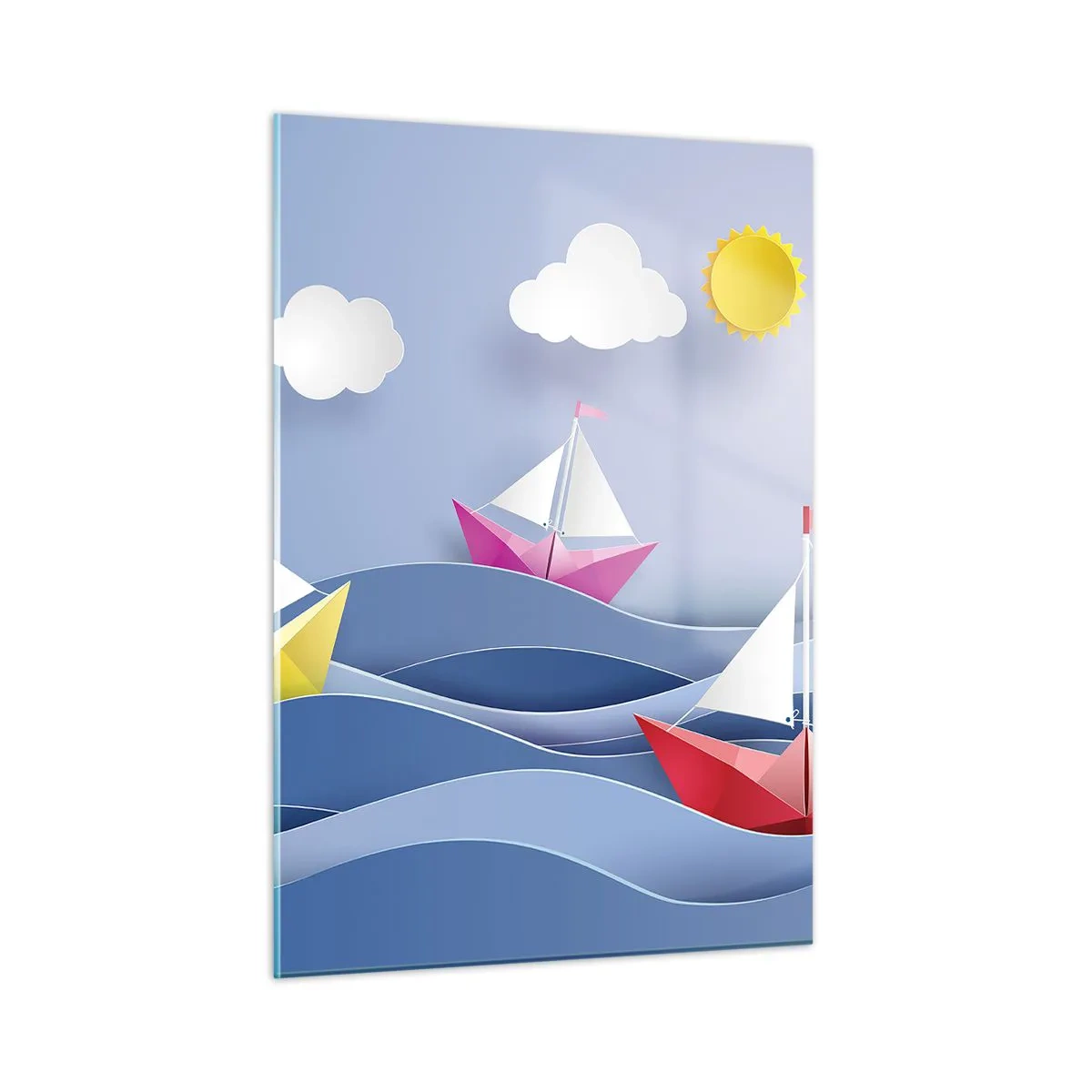 Impression sur verre - Image sur verre - Oh, comme c'est agréable de se balancer dans les vagues - 50x70cm - Ah qu'il est agréable de se balancer dans les vagues - Décoration murale moderne pour le salon et la chambre ARTTOR