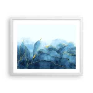 Affiche dans un cadre blanc - Poster - Bleu doré - 50x40 cm