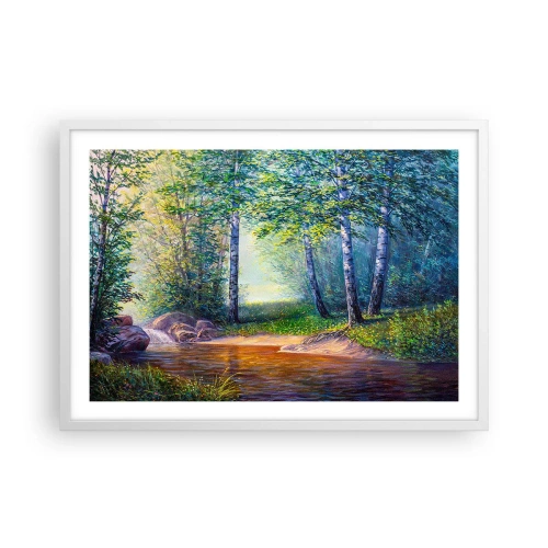 Affiche dans un cadre blanc - Poster - Paysage idyllique - 70x50 cm