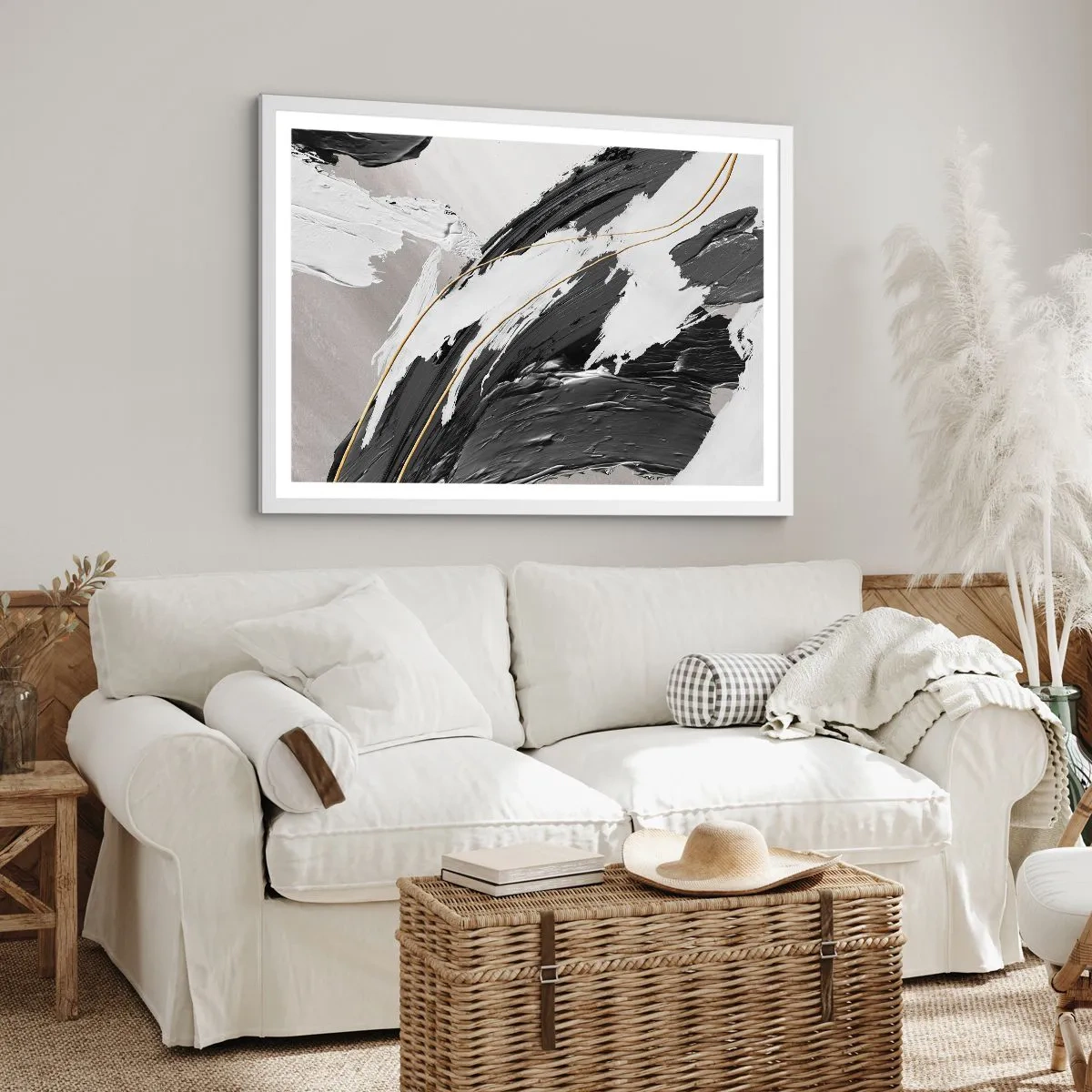 Affiche dans un cadre blanc - Poster - L'abstraction à grande échelle - 70x50 cm