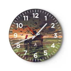 Horloge murale - Pendule murale - Concert pour piano et vagues - 40x40 cm