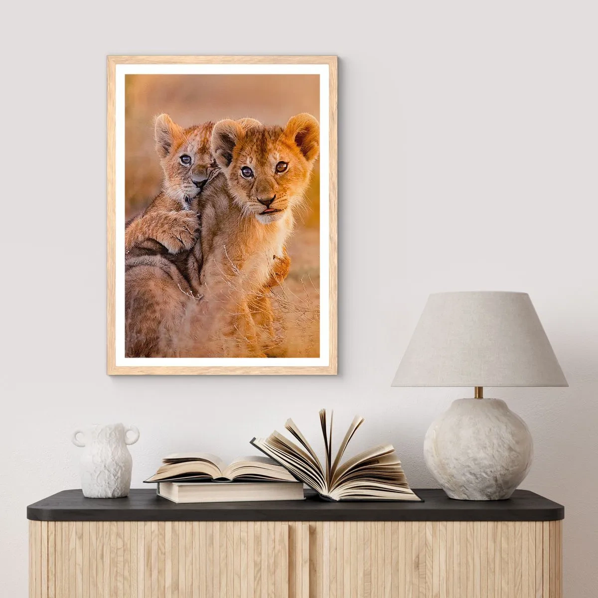 Affiche dans un chêne clair - Poster - Ne pas déranger! On s'amuse - 70x100 cm