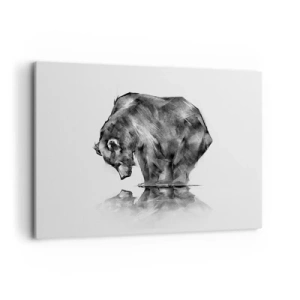 Impression sur toile - Image sur toile - Un dessin d'un ours dans un style minimaliste - 100x70cm - Ravi de rencontrer quelqu'un de proche - Décoration murale moderne pour le salon et la chambre ARTTOR