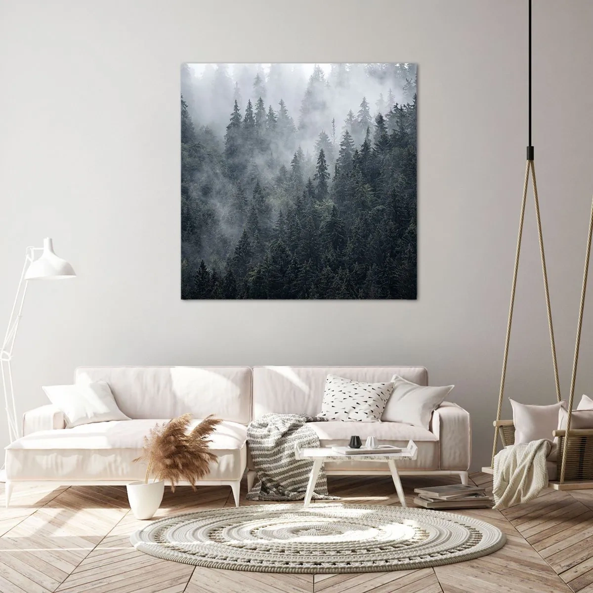 Impression sur toile - Image sur toile - Aube de la forêt - 70x70 cm