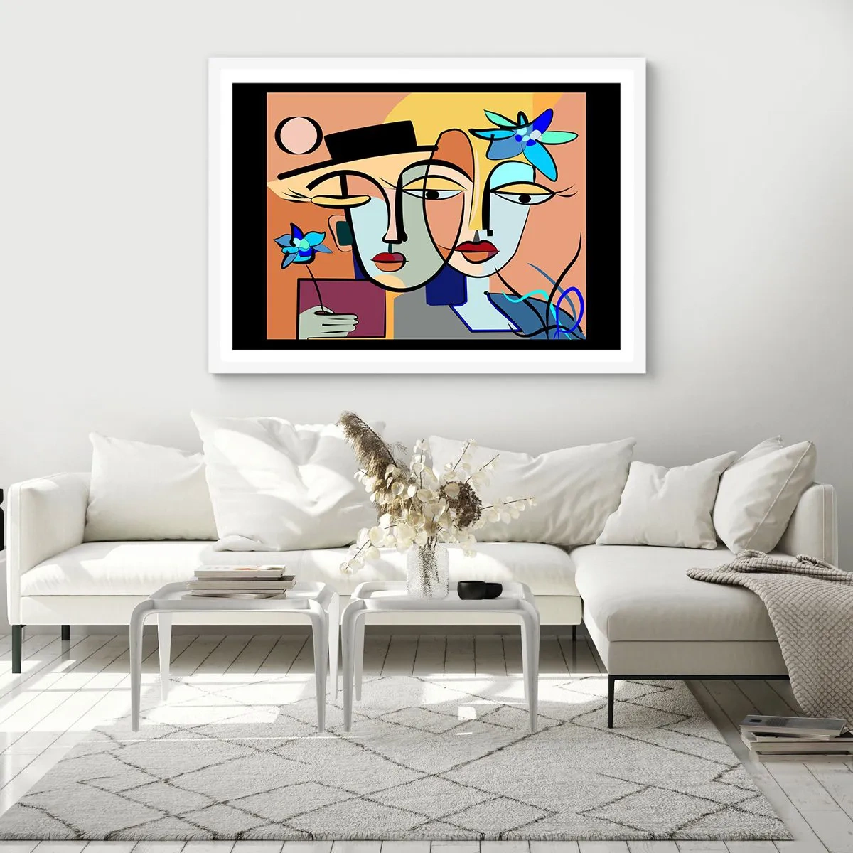 Affiche dans un cadre blanc - Poster - Le Rendez-vous de Picasso - 100x70 cm