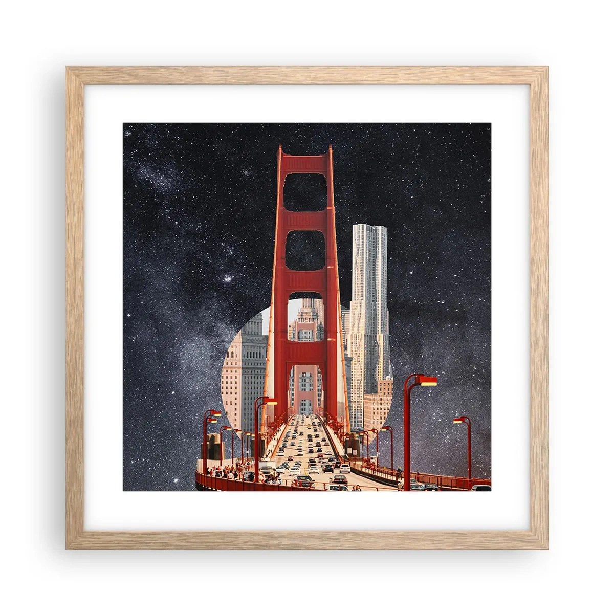 Affiche dans un chêne clair - Poster - Toujours au centre - 40x40 cm