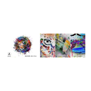 Échantillon de Papier Peint Premium Canvas - Il se cache derrière un voile arc-en-ciel - Abstraction, Tigre, Graphique - 100x30 cm