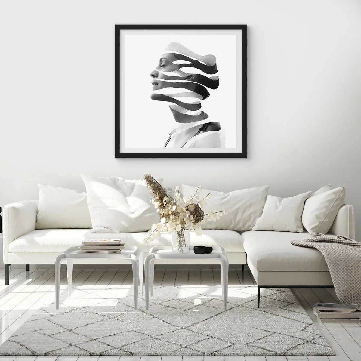 Affiche dans un cadre noir - Poster - Portrait surréaliste - 50x50 cm