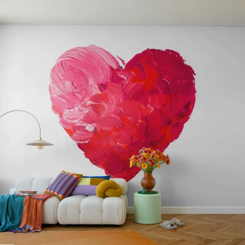 Papier Peint Photo Standard Eco - All you need is love - Abstraction, Coeur rouge, Symbole d'amour - 400x280 cm
