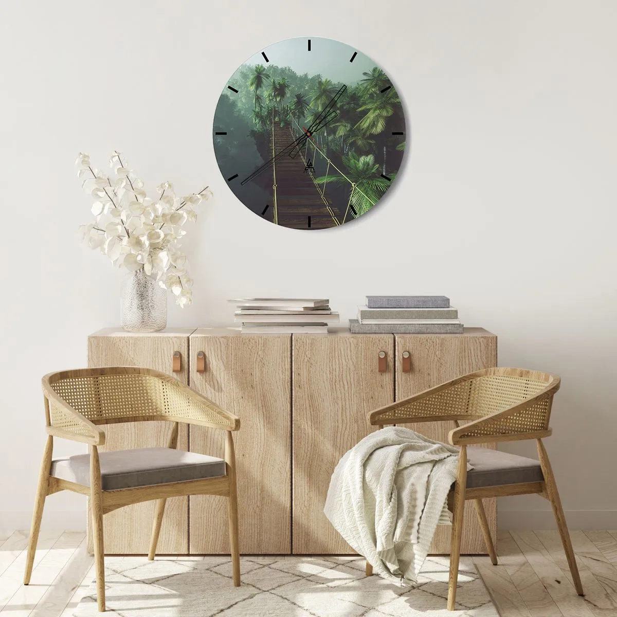 Horloge murale - Pendule murale - Au fil de la verdure - 30x30 cm