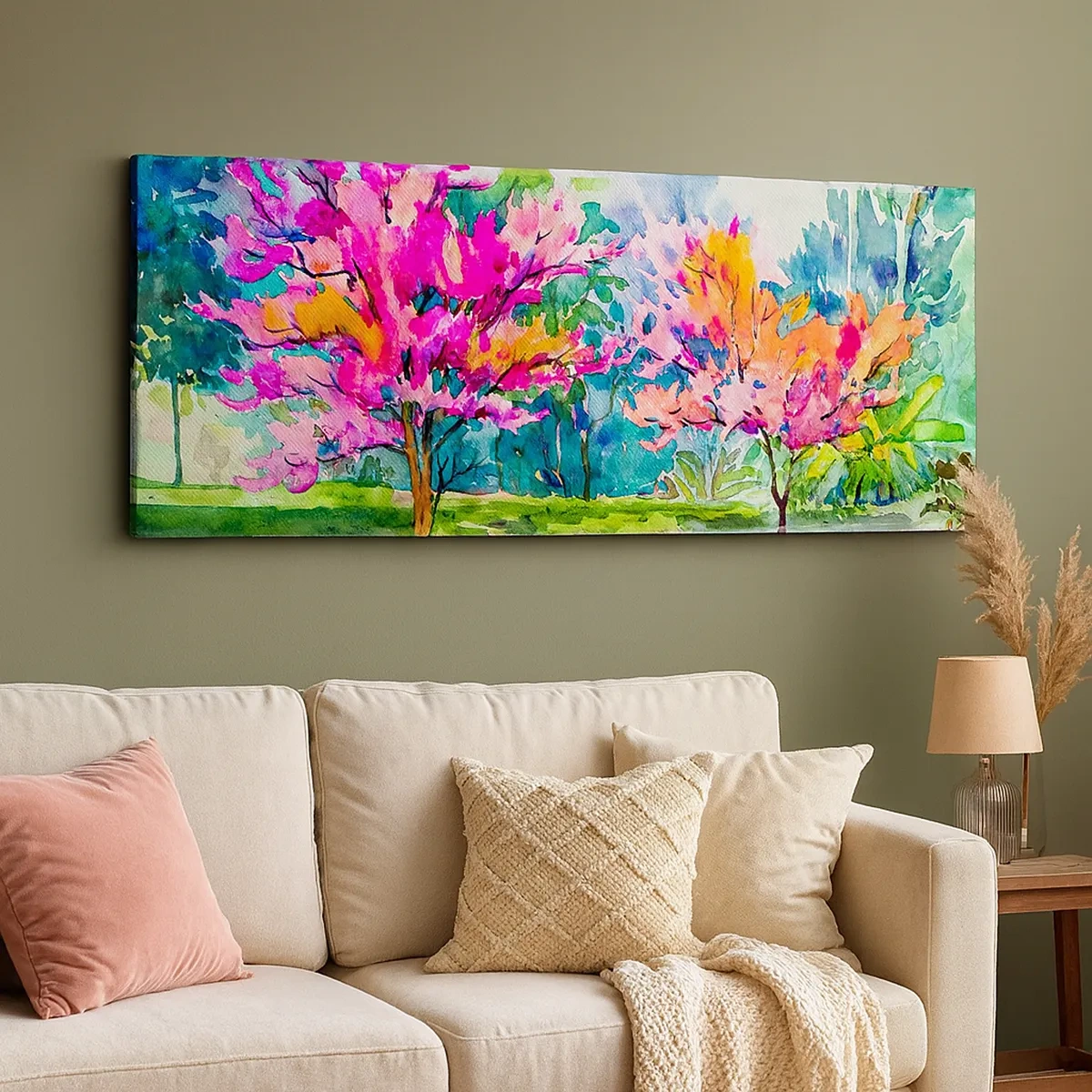 Impression sur toile - Image sur toile - Jardin arc-en-ciel à la lumière du printemps - 30x30 cm