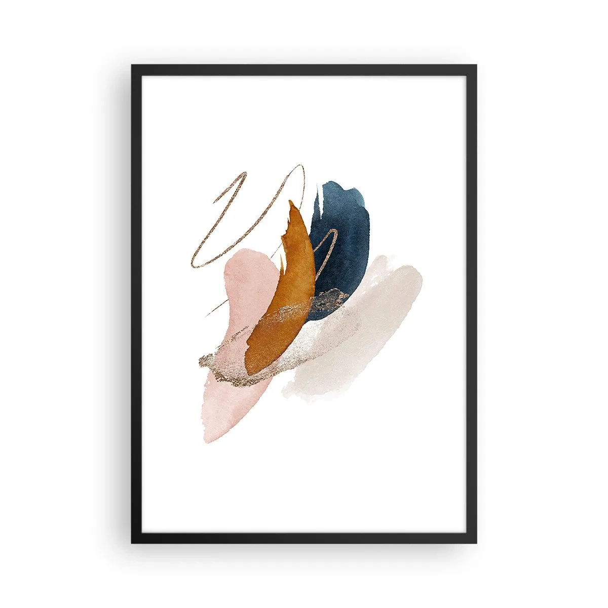Affiche dans un cadre noir - Poster - Abstraction délicate dans des tons pastel - 50x70cm - Composition ailée - Décoration murale moderne pour le salon et la chambre ARTTOR