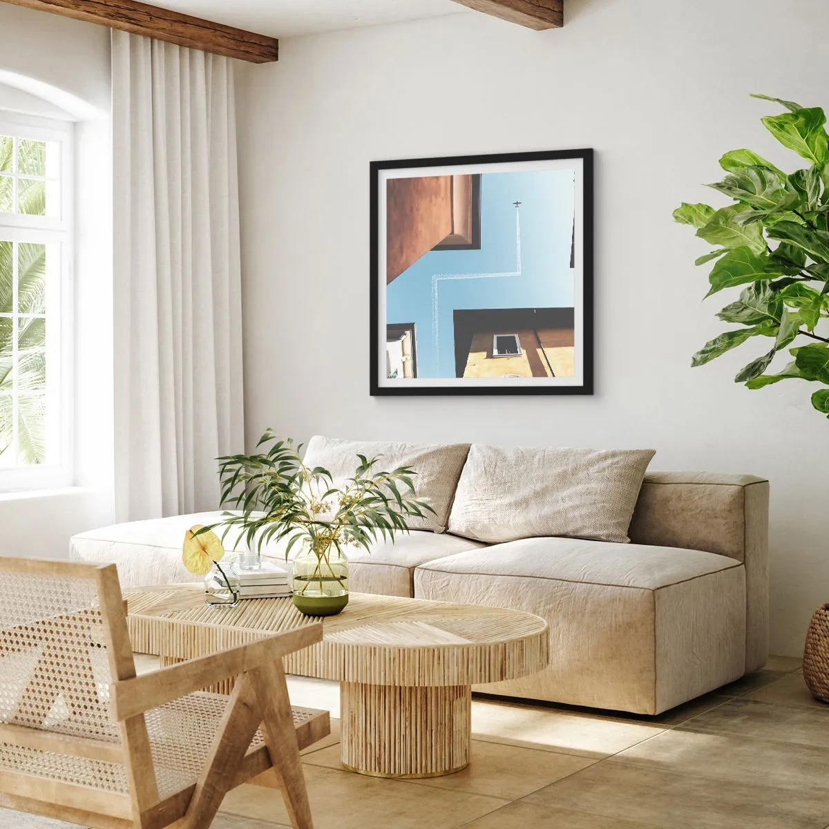 Affiche dans un cadre noir - Poster - Au-dessus du labyrinthe de la ville - 40x40 cm