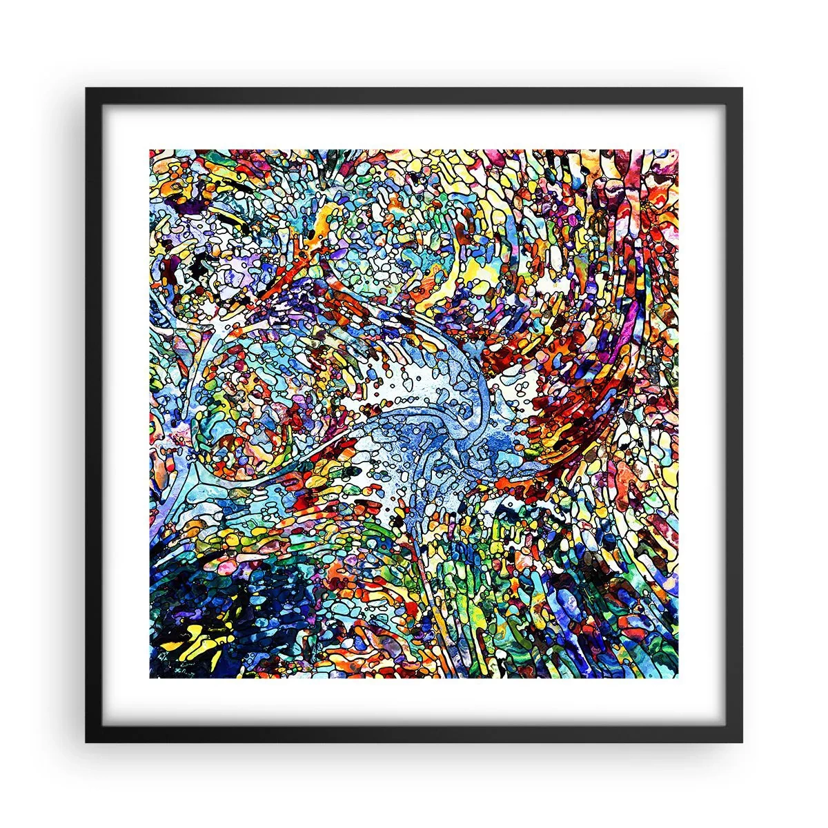 Affiche dans un cadre noir - Poster - Goutte de vitrail - 50x50 cm