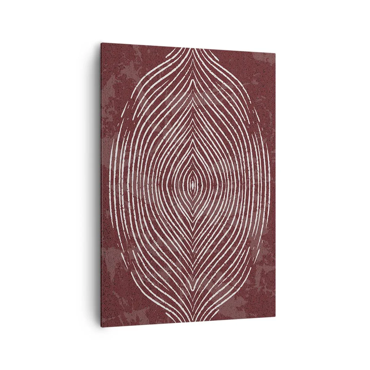 Impression sur toile - Image sur toile - Ondes symétriques en lignes blanches sur fond marron - 70x100cm - L'espace parle - Décoration murale moderne pour le salon et la chambre ARTTOR