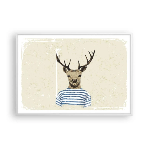 Affiche dans un cadre blanc - Poster - Parce que j'aime les chemises rayées - 100x70 cm