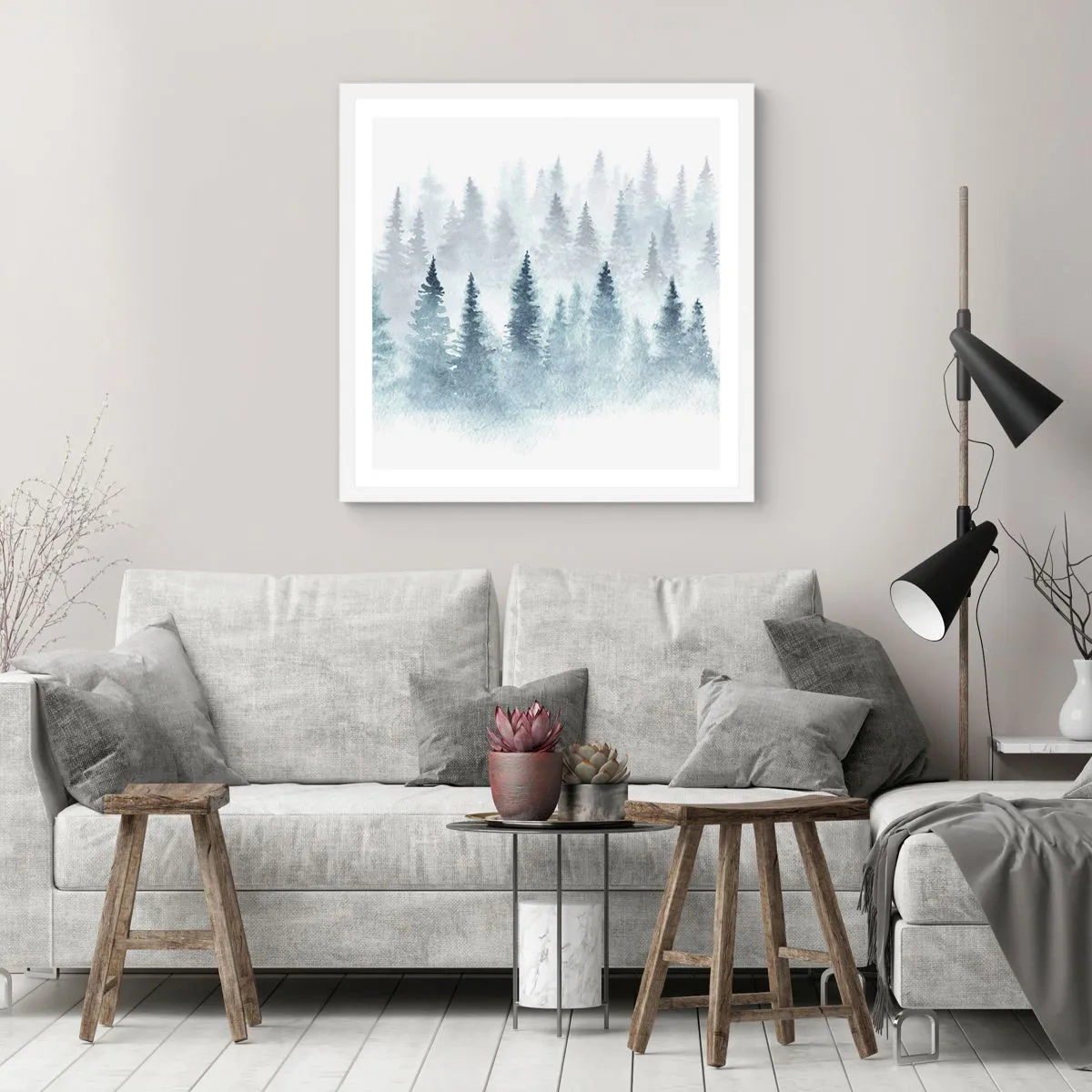 Affiche dans un cadre blanc - Poster - Enveloppé de brouillard - 50x50 cm