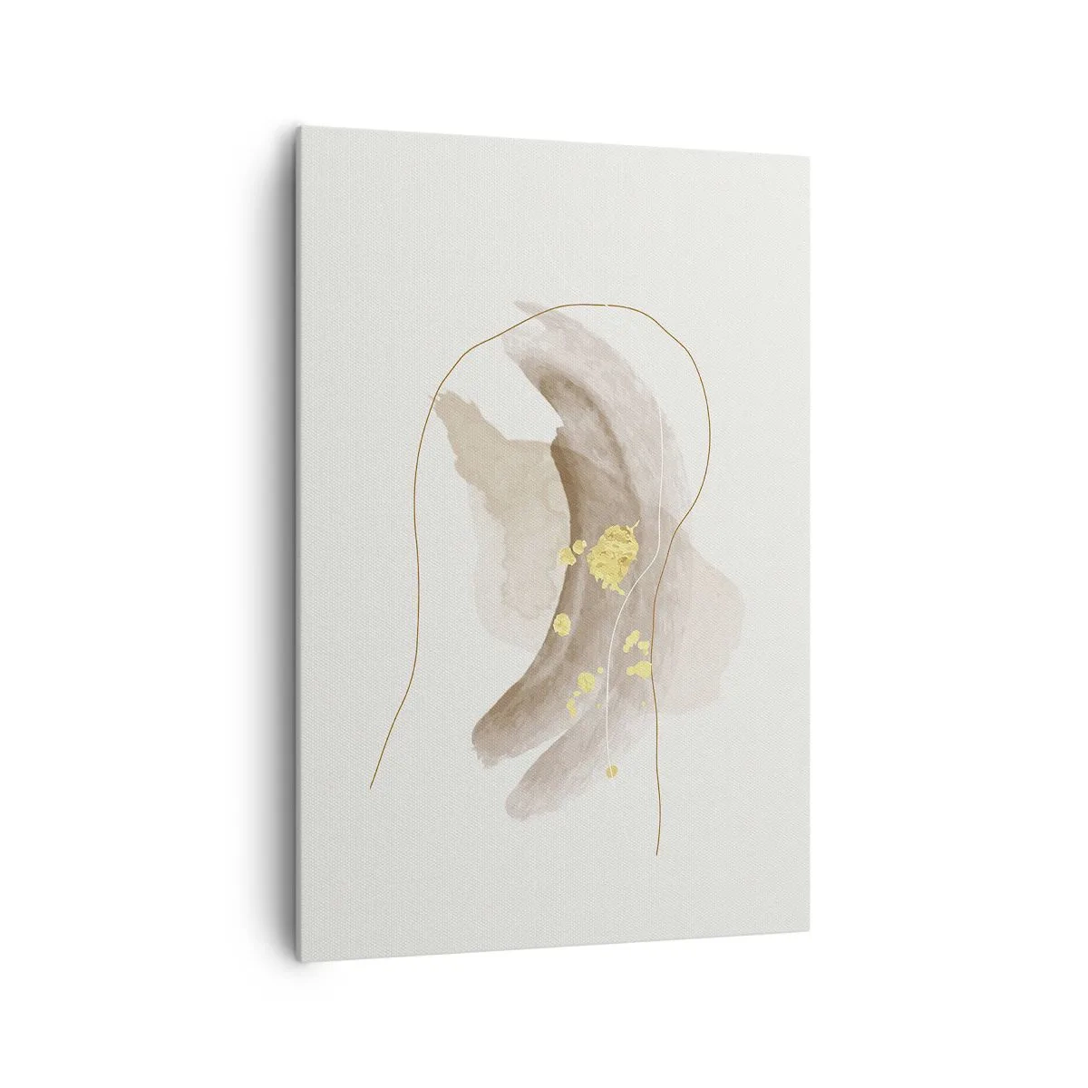 Impression sur toile - Image sur toile - Une composition abstraite dans les tons beige et or. - 70x100cm - rencontré dans l'espace - Décoration murale moderne pour le salon et la chambre ARTTOR