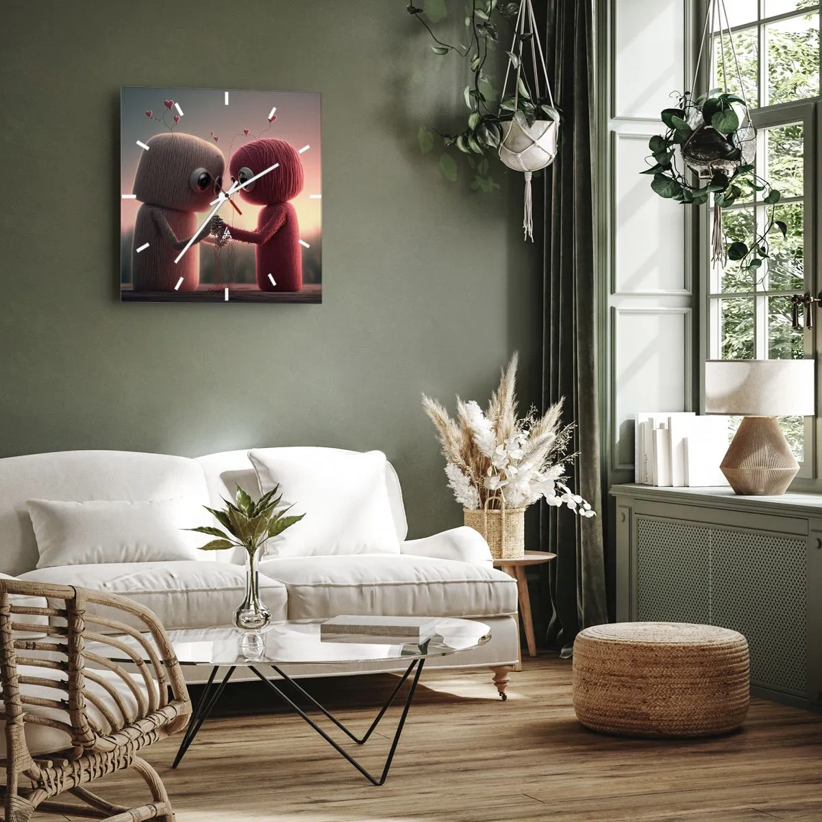 Horloge murale - Pendule murale - Personnages en fil dans un décor charmant sur le thème du cœur - 30x30cm - Tout le monde a le droit d'aimer - Décoration murale moderne pour le salon et la chambre ARTTOR