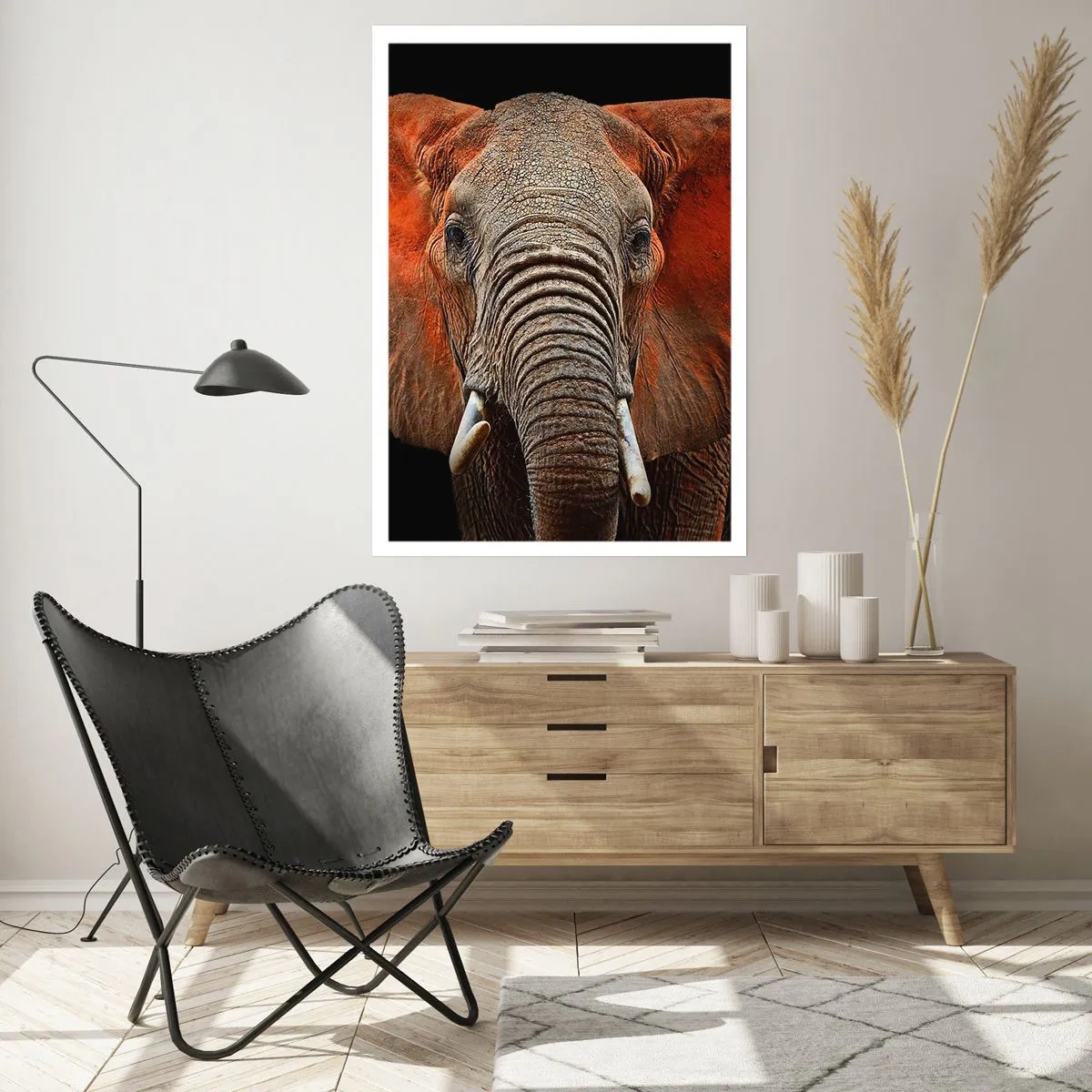 Affiche - Poster - Portrait d'un éléphant majestueux sur fond noir - 50x70cm - Je suis sauvage, et toi? - Décoration murale moderne pour le salon et la chambre ARTTOR
