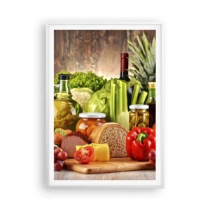 Affiche dans un cadre blanc - Poster - Fumé, cuit au four et mariné - 70x100 cm