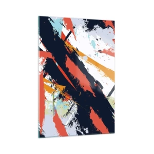 Impression sur verre - Image sur verre - Coups de pinceau abstraits aux couleurs intenses - 50x70cm - Composition dynamique - Décoration murale moderne pour le salon et la chambre ARTTOR