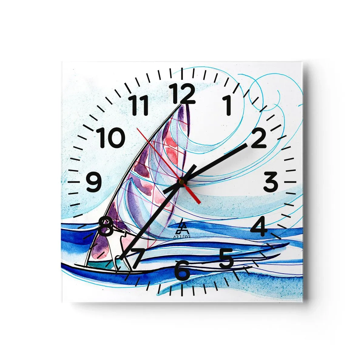 Horloge murale - Pendule murale - Avec le vent au rythme des vagues - 40x40 cm
