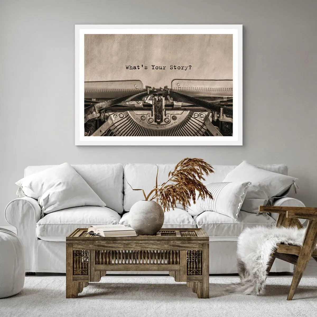 Affiche dans un cadre blanc - Poster - Réponds-moi - 70x50 cm