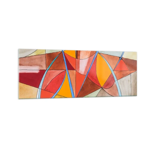 Impression sur verre - Image sur verre - Une composition abstraite aux couleurs géométriques vives. - 140x50cm - Le carrousel, le carrousel des rêves - Décoration murale moderne pour le salon et la chambre ARTTOR