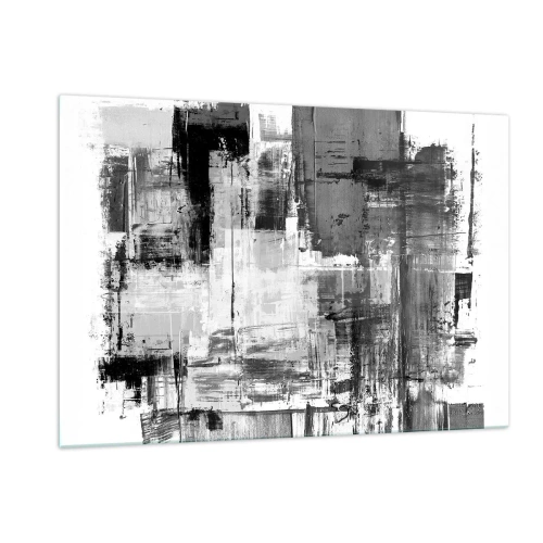Impression sur verre - Image sur verre - Abstraction en noir et blanc avec une structure géométrique - 120x80cm - Le gris est beau - Décoration murale moderne pour le salon et la chambre ARTTOR