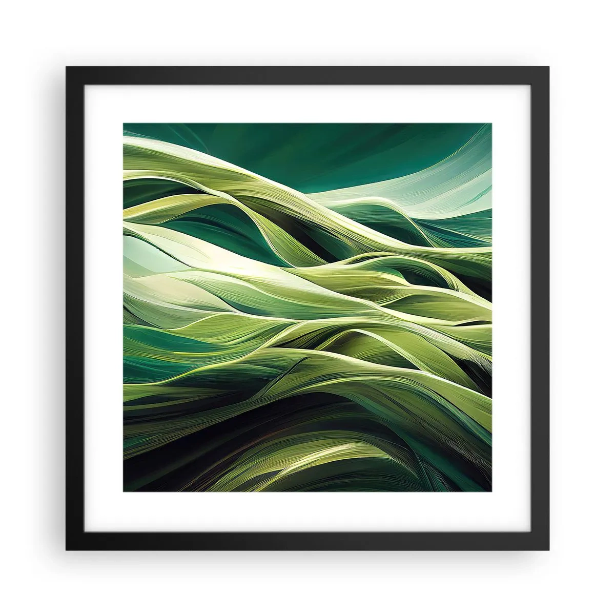 Affiche dans un cadre noir - Poster - Jeu de vert abstrait - 40x40 cm