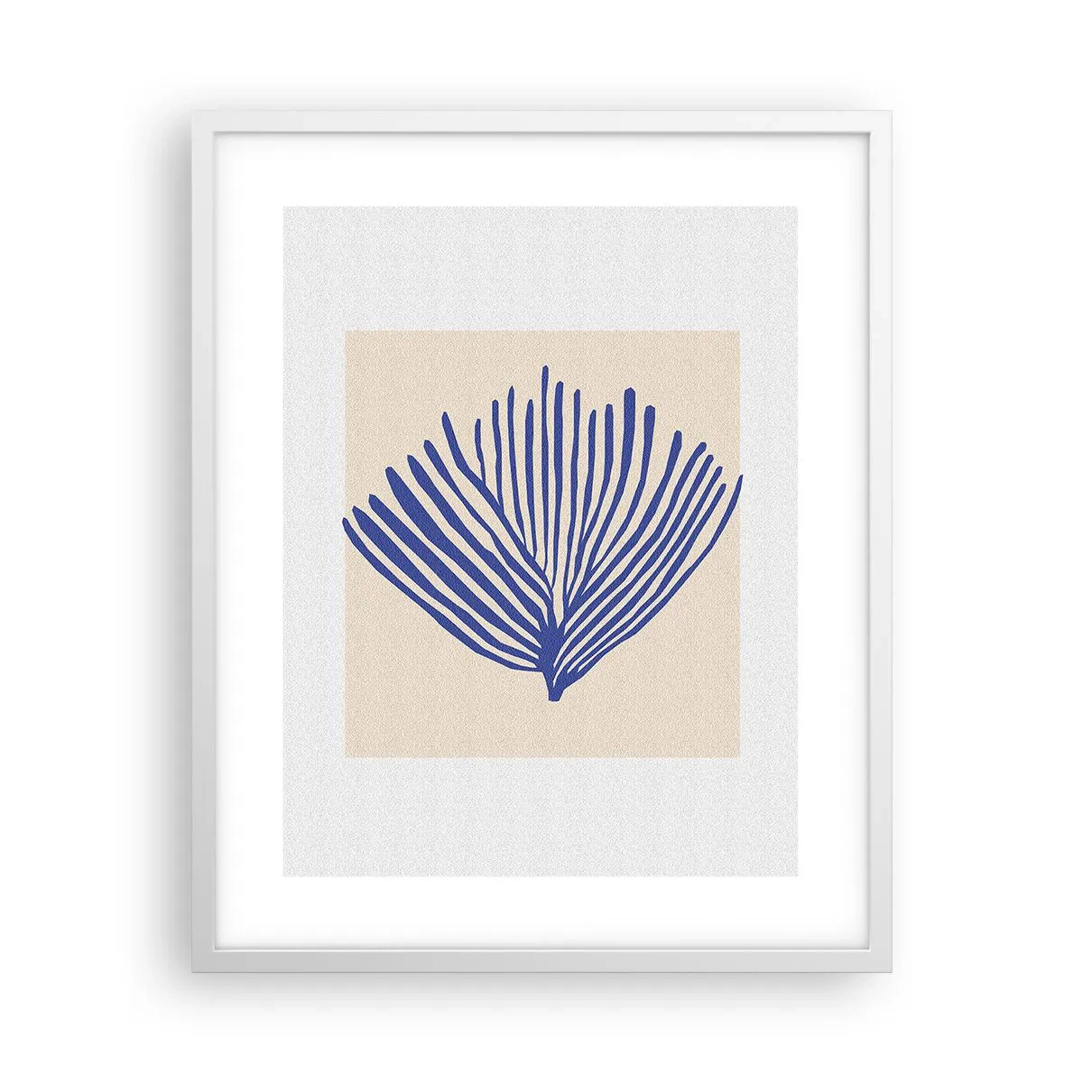 Affiche dans un cadre blanc - Poster - Éventail bleu - 40x50 cm