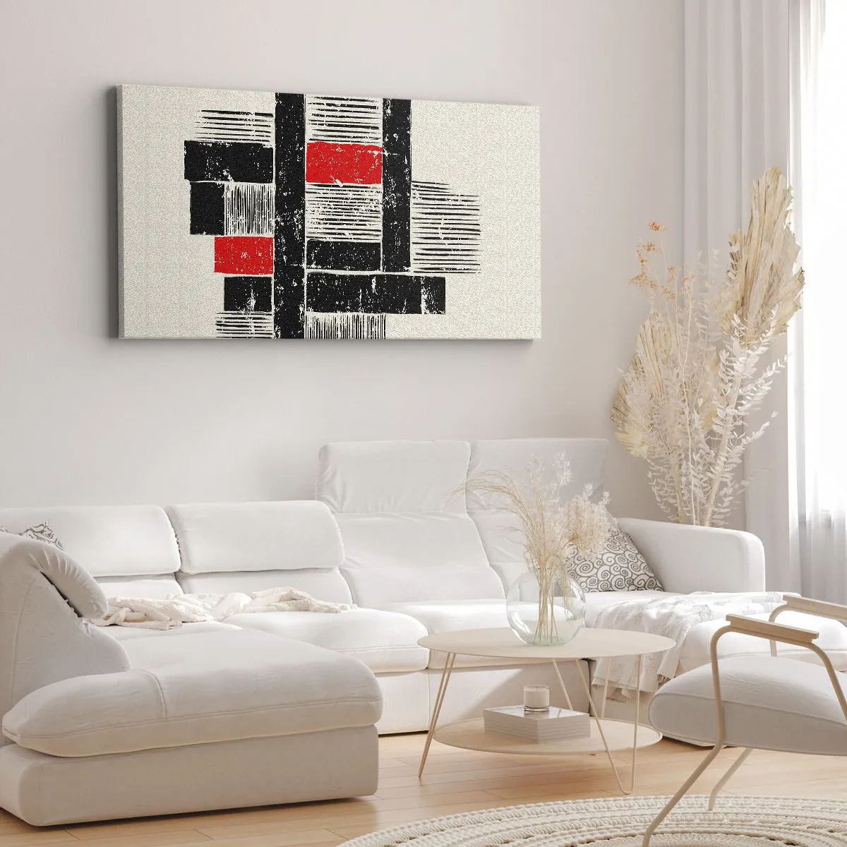 Impression sur toile - Image sur toile - En rouge et noir - 90x30 cm