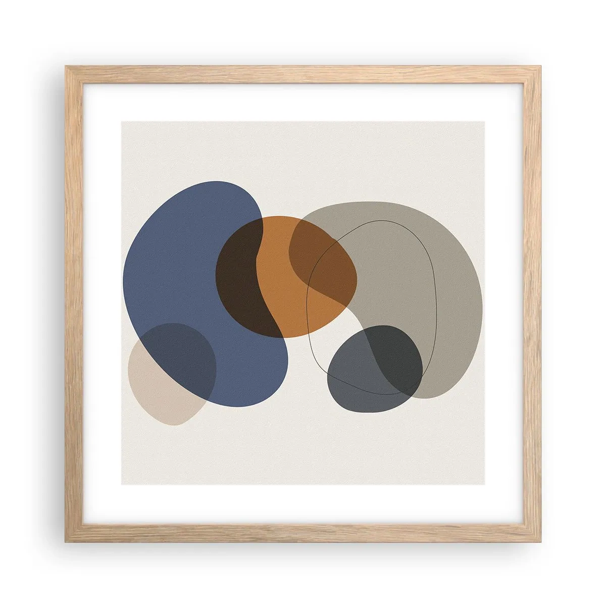 Affiche dans un chêne clair - Poster - Gouttes de couleur - 40x40 cm