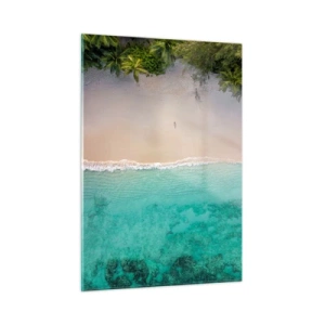 Impression sur verre - Image sur verre - Vue aérienne d'une plage tropicale et d'une mer turquoise - 50x70cm - Plage paradisiaque - Décoration murale moderne pour le salon et la chambre ARTTOR