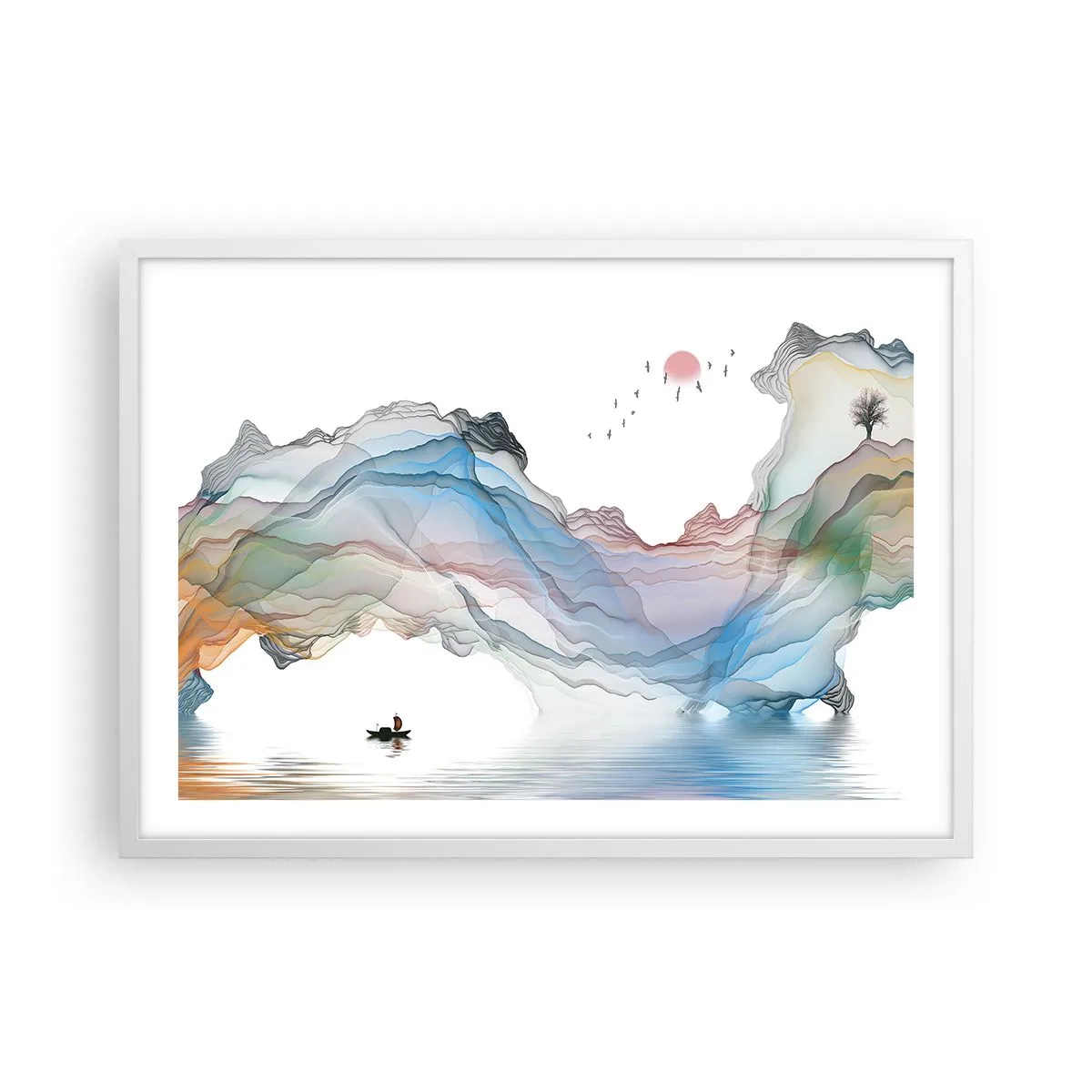 Affiche dans un cadre blanc - Poster - Vers les montagnes de cristal - 70x50 cm