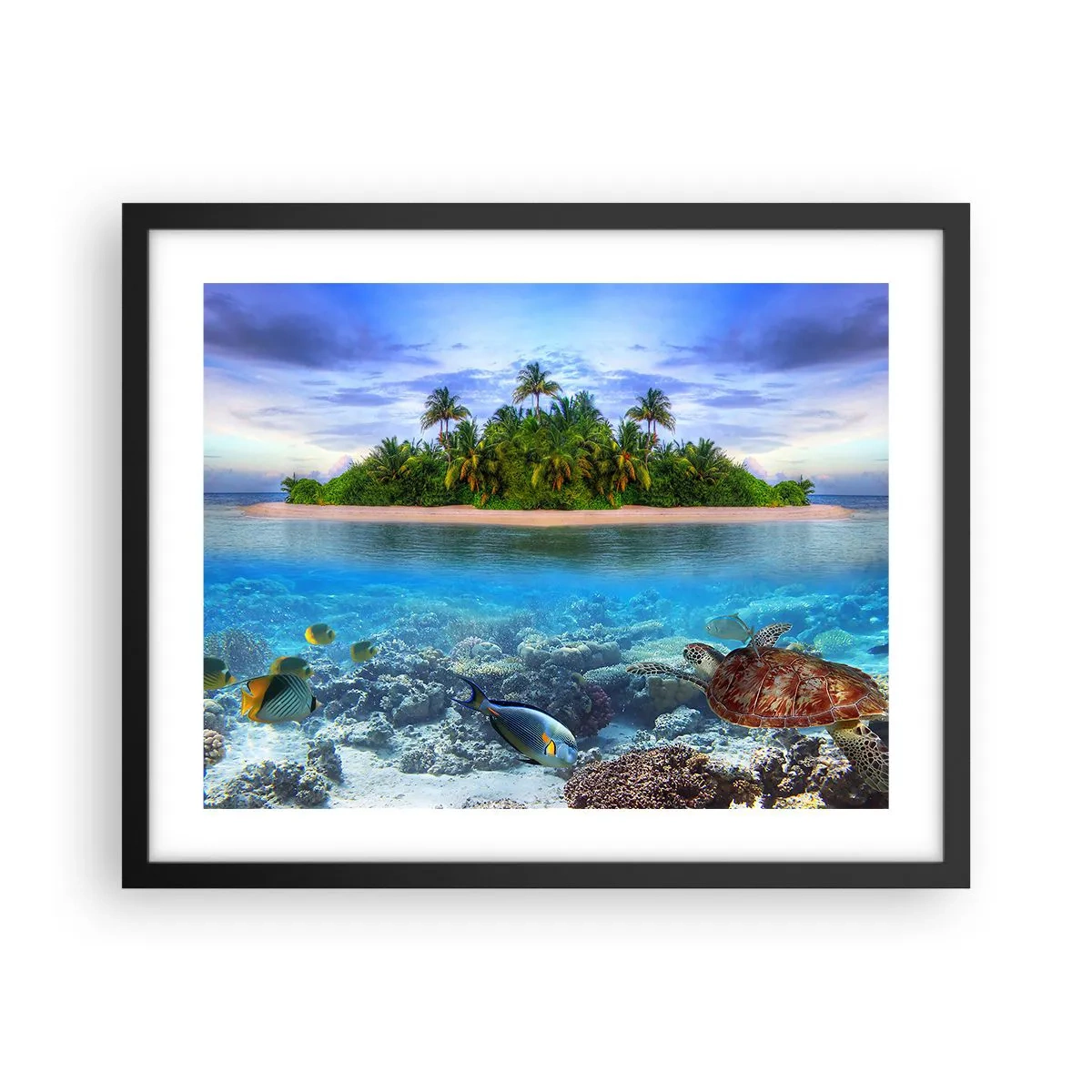 Affiche dans un cadre noir - Poster - L'île céleste vous invite - 50x40 cm