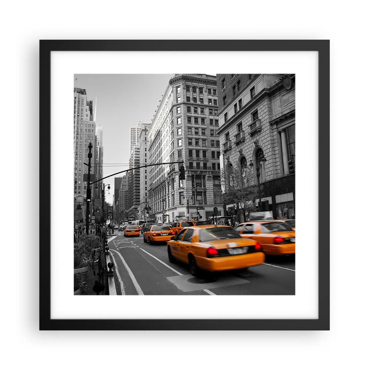 Affiche dans un cadre noir - Poster - Soleil des grandes villes - 40x40 cm