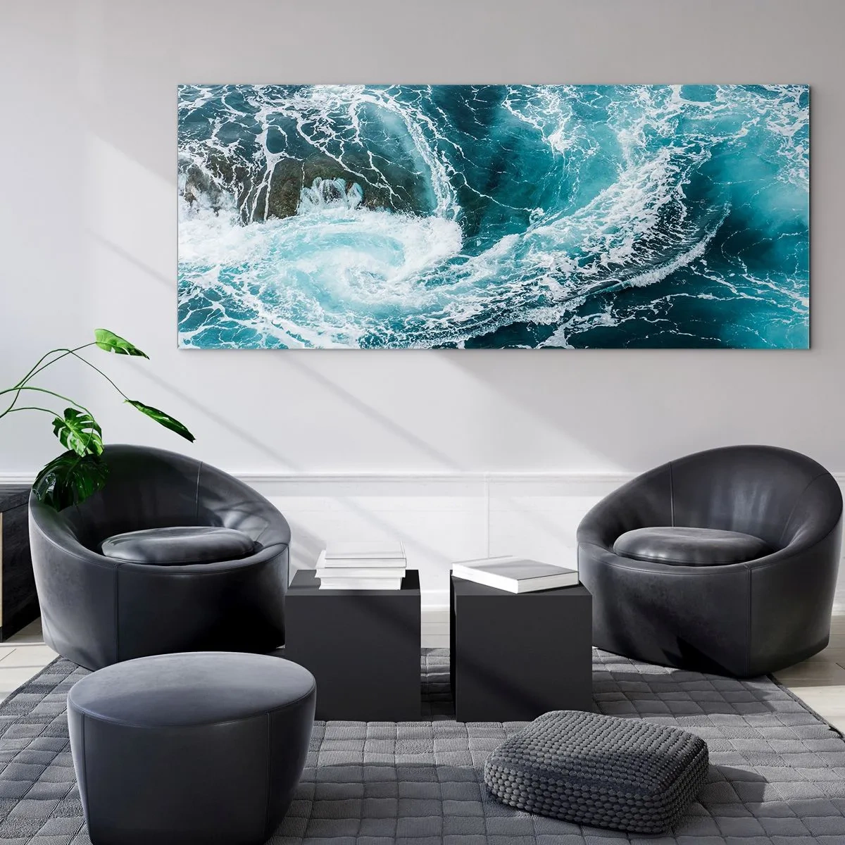 Impression sur verre - Image sur verre - Tourbillon océanique dynamique - 120x50cm - La porte vers le centre de la Terre - Décoration murale moderne pour le salon et la chambre ARTTOR