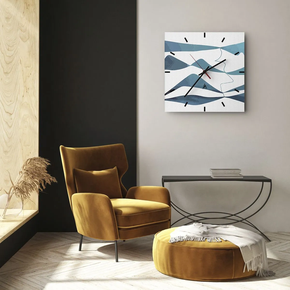 Horloge murale - Pendule murale - Abstraction : composé turquoise - 40x40 cm