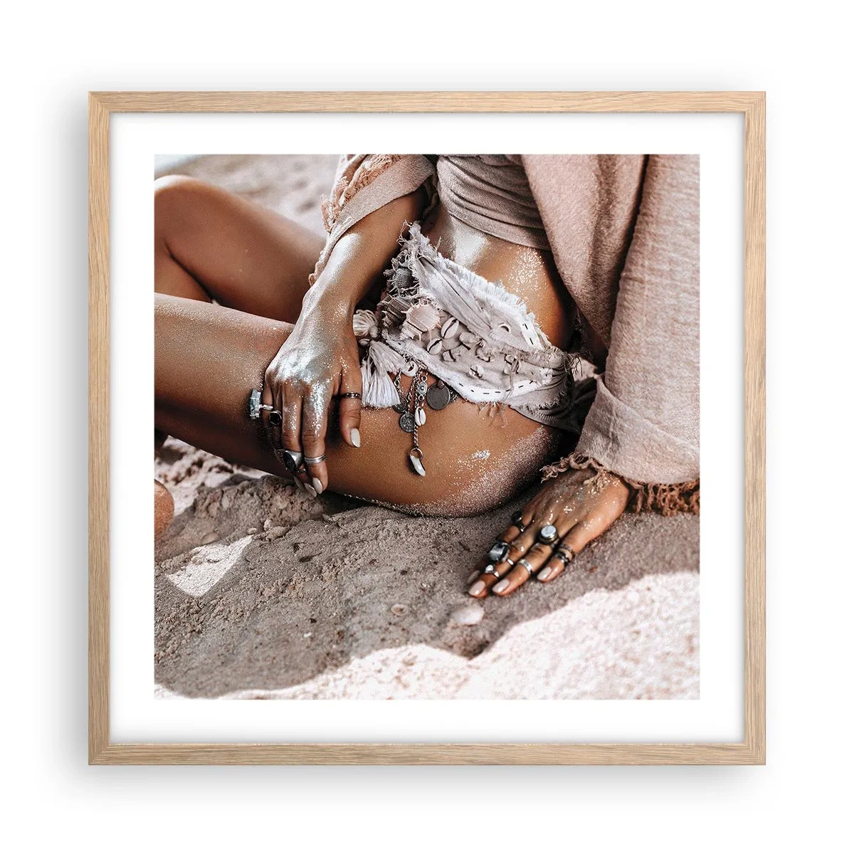 Affiche dans un chêne clair - Poster - Rejeté par la vague? - 50x50 cm